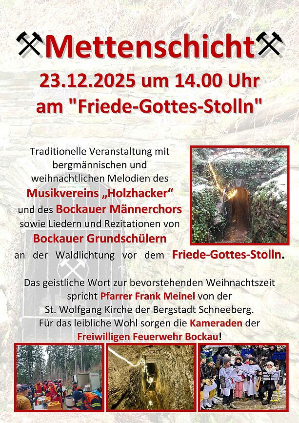 Mettenschicht am "Friede-Gottes-Stolln"