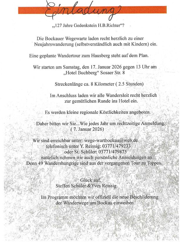 Neujahreswanderung der Wegewarte